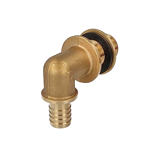 tecuro Tankdurchführung 90° für Regentonnen & Zisternen 3-teilig AG 1 Zoll x Tülle Ø 25 mm Messing blank schwere Ausführung 48118 von tecuro