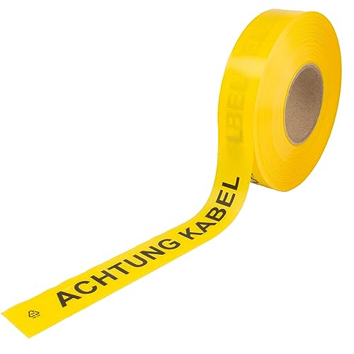 tecuro Trassenwarnband ACHTUNG KABEL, gelb, 250 m x 40 mm, PE-Folie 0,1 mm, schwarz bedruckt von tecuro