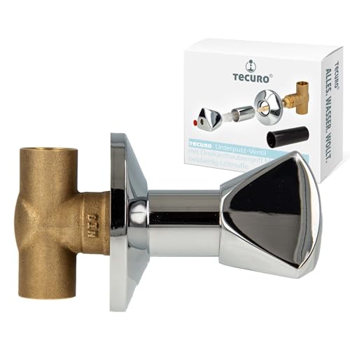 tecuro UP-Ventil Lötmuffe 22 mm mit rotem Dreikanthaubengriff aus Messing für Trinkwasser von tecuro