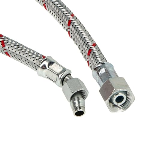 tecuro Universal - Ölschlauch mit SR 8 LLR (45° Rohrbogen) x 3/8 Zoll Überwurfmutter x 1000 mm - konisch dichtend von tecuro