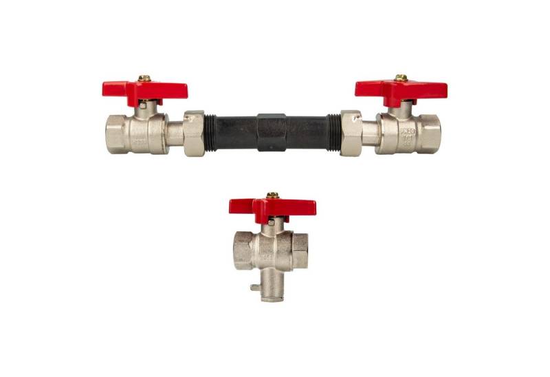 tecuro Wasserzähler Einbausatz zu Wärmezähler 3/4 Zoll (DN20) x 130 mm - mit Kugelhähnen, (inkl. Dichtung) von tecuro