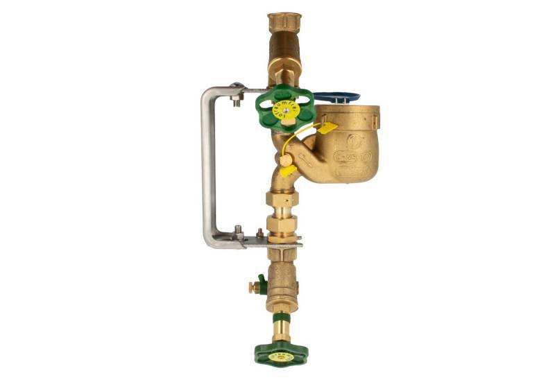 tecuro Wasserzähler Fallrohrzähler Kombi-Set, Baulänge 105 mm, verschiedene Ausführungen, (inkl. Schrauben und Dübel (für Mauerwerk), inkl. Absperrventile und Einbaubügel von tecuro