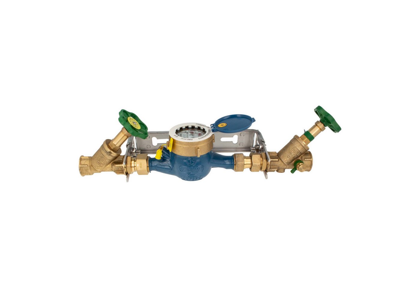 tecuro Wasserzähler Hauswasserzähler Kombi-Set, 190 mm, verschiedene Ausführungen, (inkl. Schrauben und Dübel (für Mauerwerk), inkl. Absperrventile und Einbaubügel von tecuro