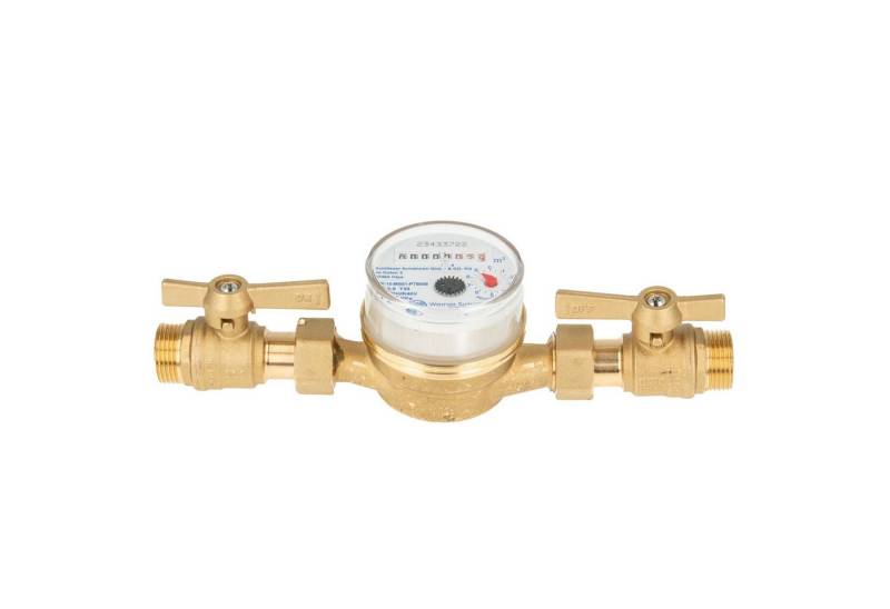 tecuro Wasserzähler Kombi-Set Kaltwasser bis 30°C - Länge 110 mm, 3/4 Zoll AG, (inkl. Plombiersatz und Dichtung) von tecuro