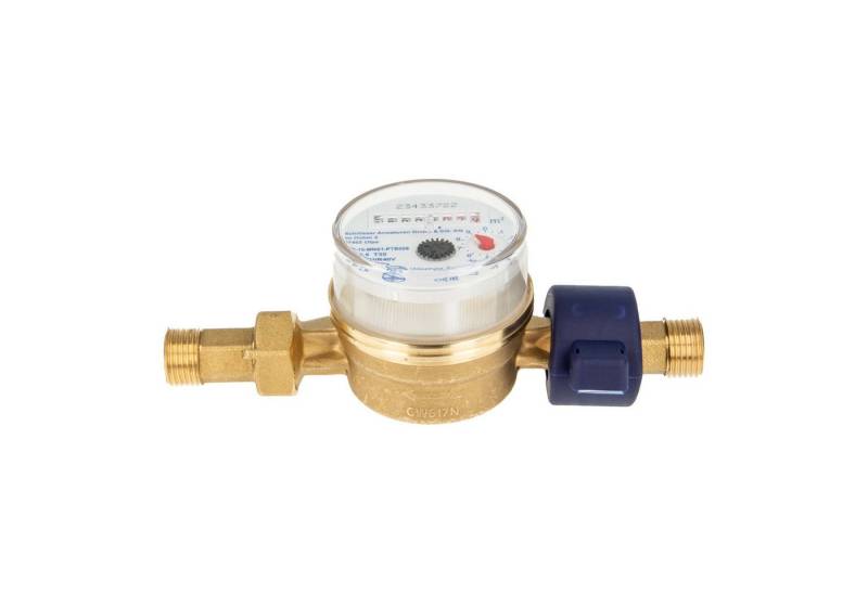 tecuro Wasserzähler Kombi-Set Kaltwasser bis 30°C - Länge 110 mm, 3/4 Zoll AG, (inkl. Plombiersatz und Dichtung) von tecuro