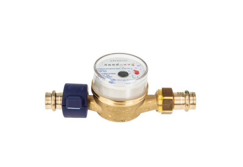 tecuro Wasserzähler Kombi-Set Kaltwasser bis 30°C - Länge 110 mm, 3/4 Zoll AG, (inkl. Plombiersatz und Dichtung) von tecuro