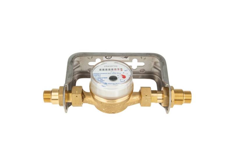 tecuro Wasserzähler Kombi-Set Kaltwasser bis 30°C - Länge 110 mm, 3/4 Zoll AG, (inkl. Plombiersatz und Dichtung) von tecuro