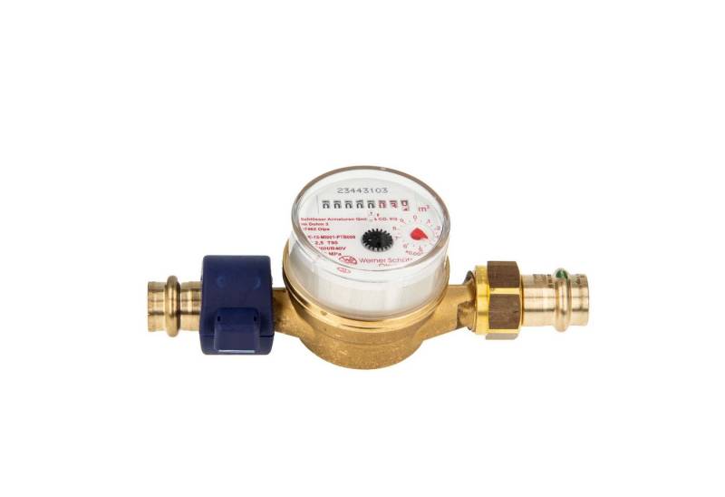 tecuro Wasserzähler Kombi-Set Warmwasser bis 90°C - Länge 110 mm, 3/4 Zoll AG, (inkl. Plombiersatz und Dichtung) von tecuro