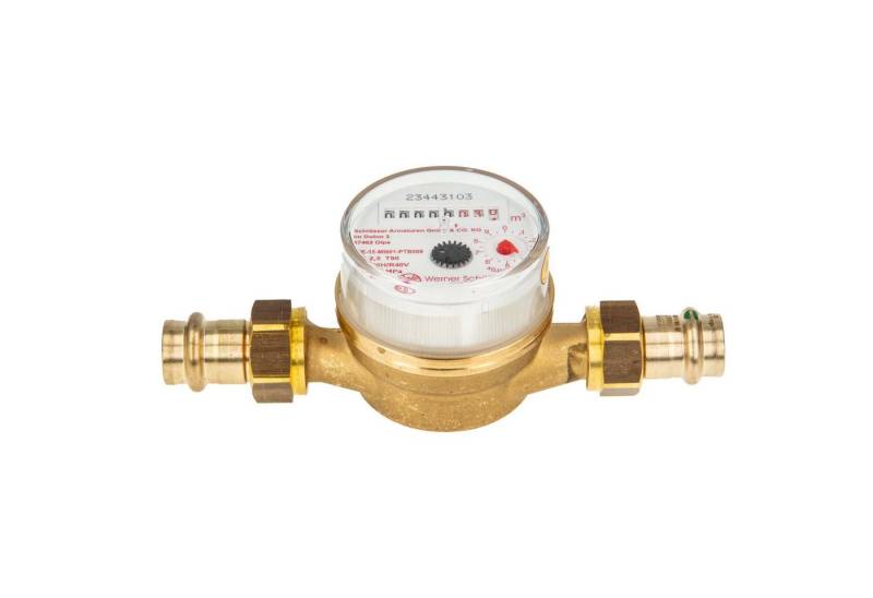 tecuro Wasserzähler Kombi-Set Warmwasser bis 90°C - Länge 110 mm, 3/4 Zoll AG, (inkl. Plombiersatz und Dichtung) von tecuro
