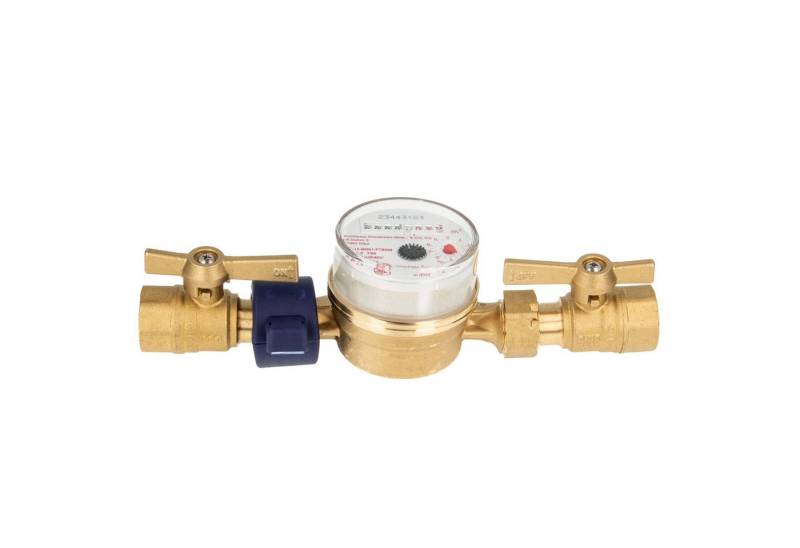 tecuro Wasserzähler Kombi-Set Warmwasser bis 90°C - Länge 110 mm, 3/4 Zoll AG, (inkl. Plombiersatz und Dichtung) von tecuro