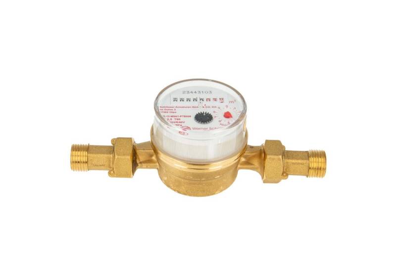 tecuro Wasserzähler Kombi-Set Warmwasser bis 90°C - Länge 110 mm, 3/4 Zoll AG, (inkl. Plombiersatz und Dichtung) von tecuro