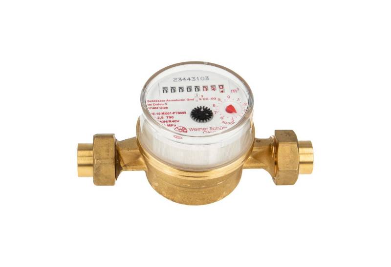 tecuro Wasserzähler Kombi-Set Warmwasser bis 90°C - Länge 110 mm, 3/4 Zoll AG, (inkl. Plombiersatz und Dichtung) von tecuro