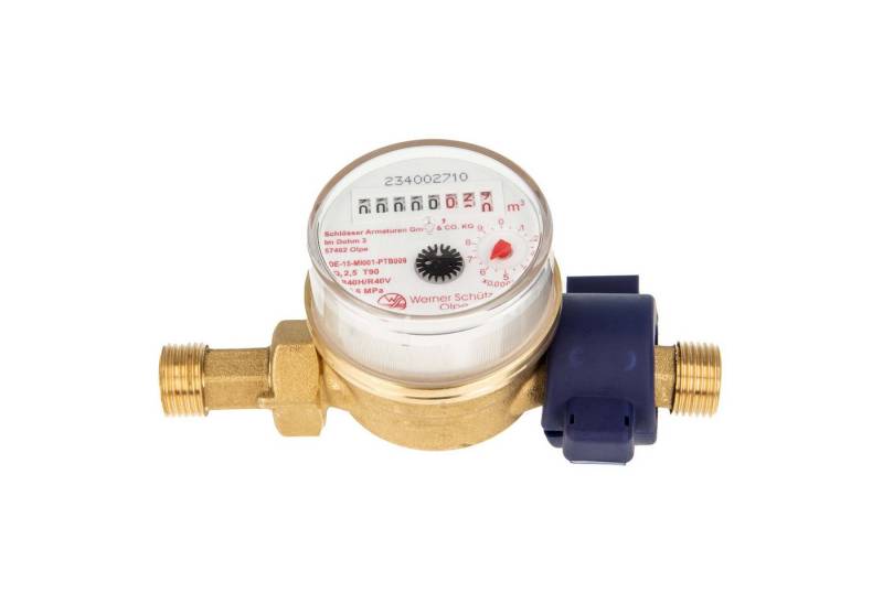 tecuro Wasserzähler Kombi-Set Warmwasser bis 90°C - Länge 80 mm, 3/4 Zoll AG, (inkl. Plombiersatz und Dichtung) von tecuro