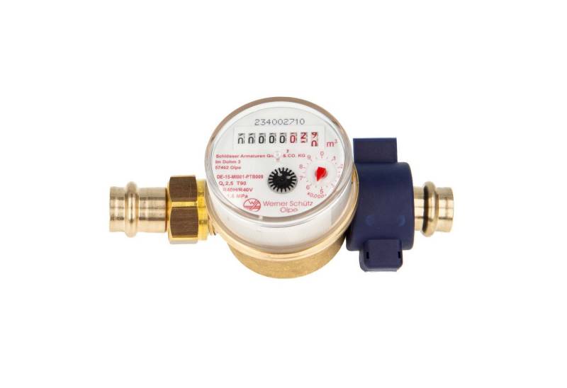 tecuro Wasserzähler Kombi-Set Warmwasser bis 90°C - Länge 80 mm, 3/4 Zoll AG, (inkl. Plombiersatz und Dichtung) von tecuro