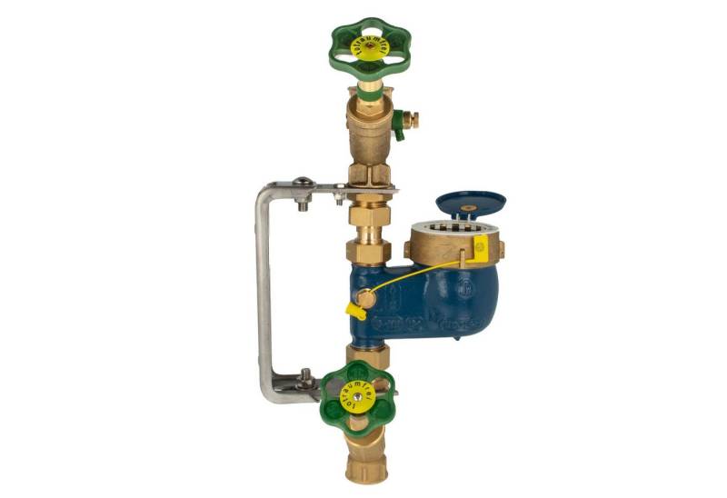 tecuro Wasserzähler Steigrohrzähler Kombi-Set, Baulänge 105 mm, verschiedene Ausführungen, (inkl. Schrauben und Dübel (für Mauerwerk), inkl. Absperrventile und Einbaubügel von tecuro