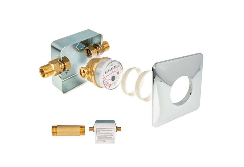tecuro Wasserzähler Unterputz Einstrahlzähler System ETK Komplett-SET, Länge 80 mm, (Komplett-Set) von tecuro