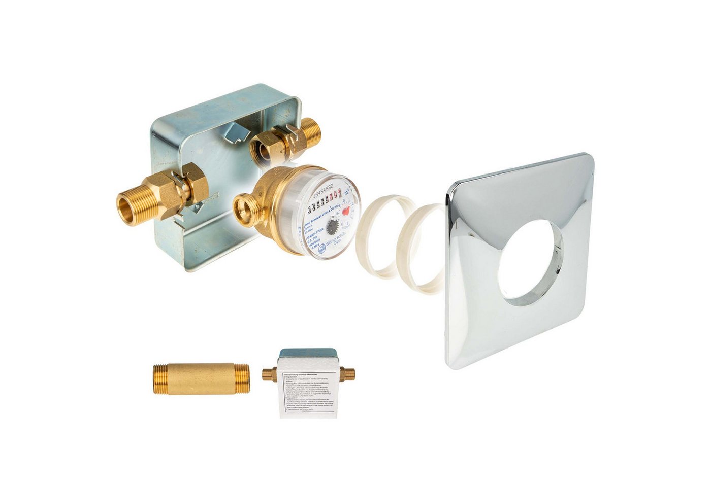 tecuro Wasserzähler Unterputz Einstrahlzähler System ETK Komplett-SET, Länge 80 mm, (Komplett-Set) von tecuro