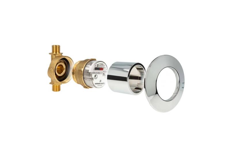 tecuro Wasserzähler Unterputz-SET, Kaltwasser mit Zählergehäuse und Kombirosette 2-teilig, (Komplett-Set) von tecuro