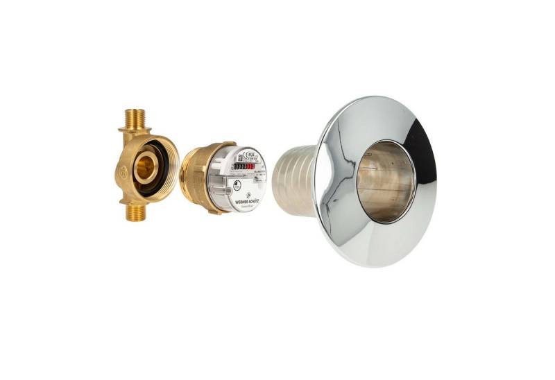 tecuro Wasserzähler Unterputz-SET, Zühler mit Zählergehäuse und Kombirosette 1-teilig, (Komplett-Set) von tecuro