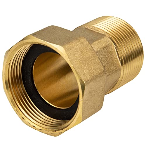 tecuro Wasserzähler Verschraubung 1 1/4 (5/4) Zoll Überwurfmutter x 1 Zoll AG, Messing blank von tecuro