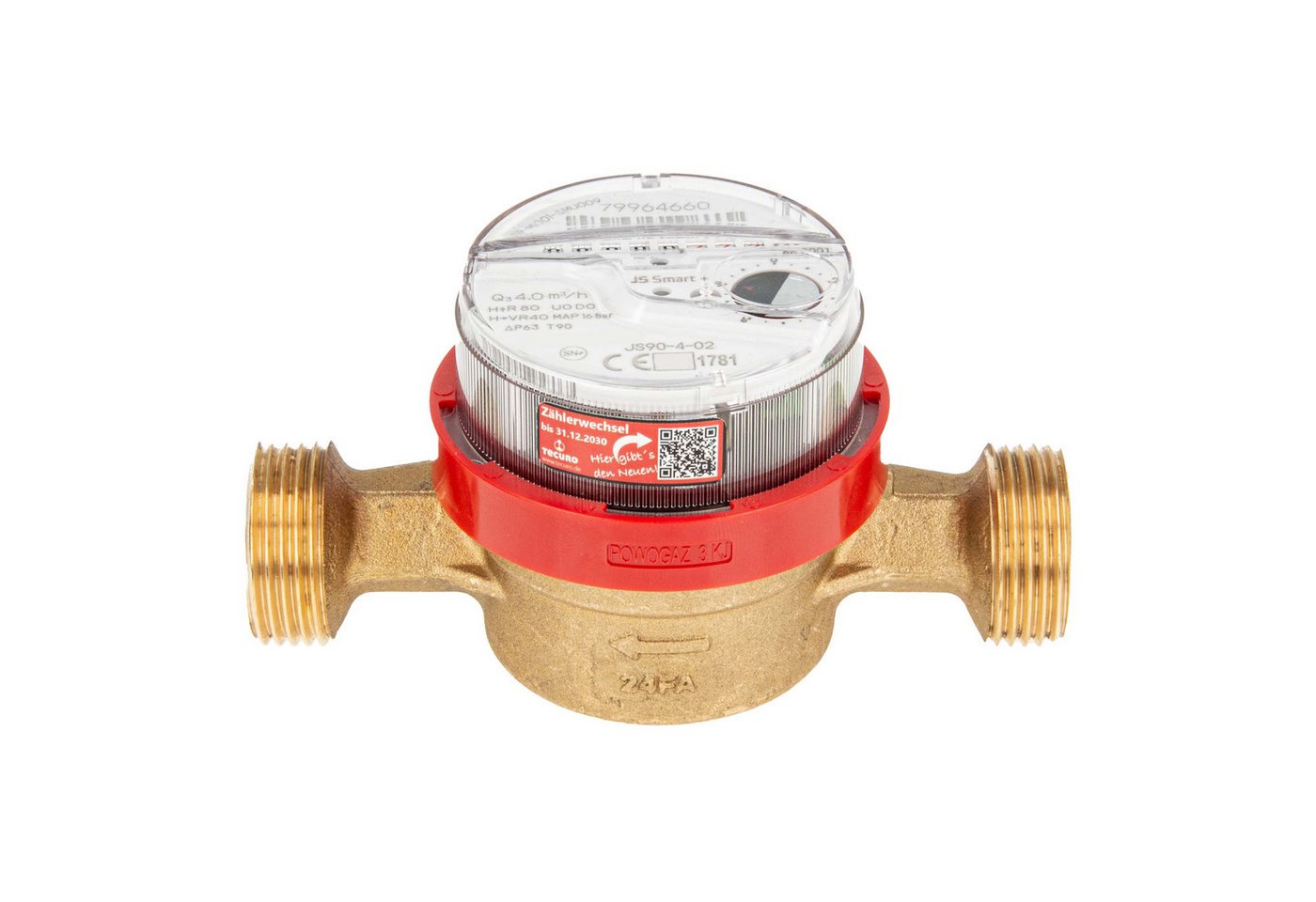 tecuro Wasserzähler Wohnungs - Wasserzähler mit Baulänge 80/110/130 mm DVGW, (inkl. Dichtung) von tecuro