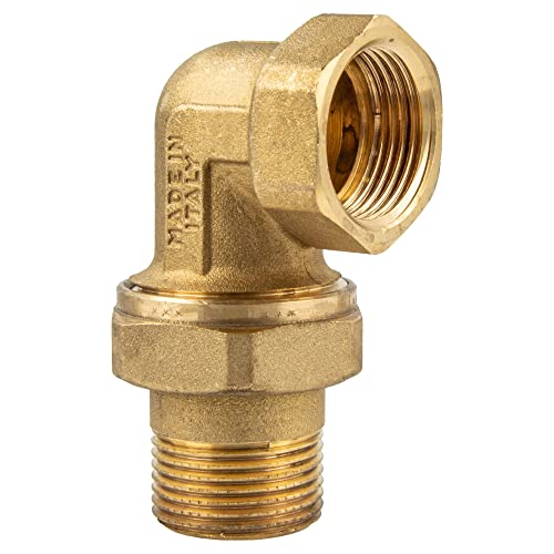 tecuro Winkel-Verschraubung IG x AG 1 Zoll, flachdichtend - Messing blank CW617N gemäß Trinkwasserverordnung 50930-6 von tecuro