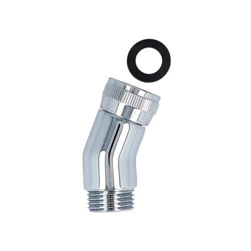tecuro Winkelstück zur Verbindung von Brauseschlauch mit Handbrause,1/2 Zoll x 22,5° Neigung, hochglanzverchromtes Messing, inkl. Dichtung von tecuro
