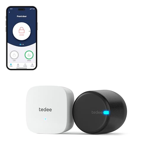 tedee GO 2 Set | schwarzes Schloss und Bridge | smartes Türschloss | WLAN-Bridge | Smart-Home-Lösung für iOS und Android | Bluetooth | Motorschloss | Auto-Unlock | Keine Installationshardware tedee GO 2 Set | schwarzes Schloss und Bridge | smartes Türschloss | WLAN-Bridge | Smart-Home-Lösung für iOS und Android | Bluetooth | Motorschloss | Auto-Unlock | Keine Installationshardware von tedee