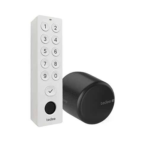 tedee GO 2 Set | smartes Türschloss schwarz | biometrisches Tastenfeld weiß | Smart-Home-Lösung für iOS, Android | Bluetooth | Motorschloss | PIN + Fingerprint | Keine Installationshardware von tedee