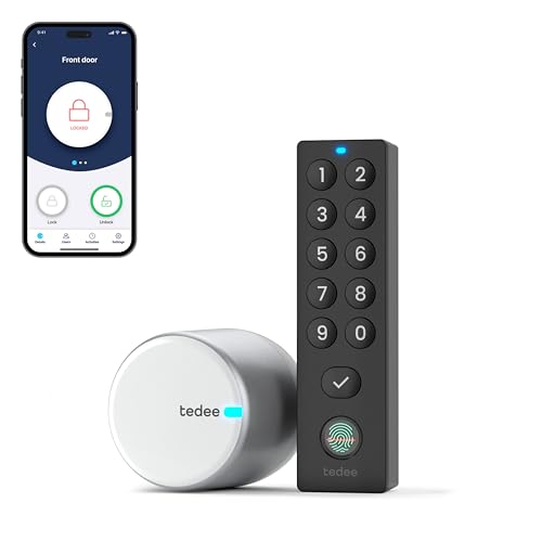 tedee GO 2 Set | smartes Türschloss silber | biometrisches Tastenfeld schwarz | Smart-Home-Lösung für iOS, Android | Bluetooth | Motorschloss | PIN + Fingerprint | Keine Installationshardware tedee GO 2 Set | smartes Türschloss silber | biometrisches Tastenfeld schwarz | Smart-Home-Lösung für iOS, Android | Bluetooth | Motorschloss | PIN + Fingerprint | Keine Installationshardware von tedee