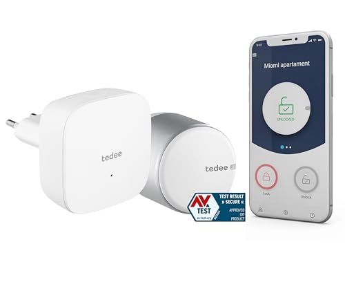 tedee GO Set | silbernes Schloss und Bridge | smartes Türschloss | WLAN-Bridge | Smart-Home-Lösung für iOS und Android | Bluetooth | Motorschloss | Auto-Unlock | Keine Installationshardware tedee GO Set | silbernes Schloss und Bridge | smartes Türschloss | WLAN-Bridge | Smart-Home-Lösung für iOS und Android | Bluetooth | Motorschloss | Auto-Unlock | Keine Installationshardware von tedee