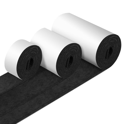 teeppo Filzgleiter Selbstklebend, 3 Rollen Filzgleiter für Stühle, 4mm Dick Filz Selbstklebend, Stark und Möbelfüße, Schneiden Sie Jede Form, Möbelgleiter(100 x 10cm/100 x 5cm/100 x 2cm), Schwarz von teeppo