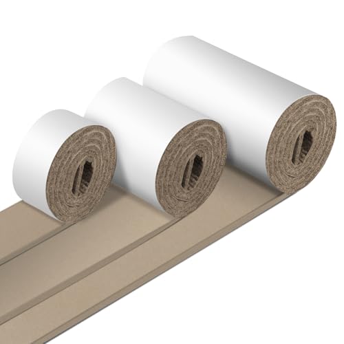 teeppo Filzgleiter Selbstklebend, 3 Rollen Filzgleiter für Stühle，4mm Dick Filz Selbstklebend, Stark und Möbelfüße, Schneiden Sie Jede Form, Möbelgleiter(100 x 10cm/100 x 5cm/100 x 2cm), Braun von teeppo