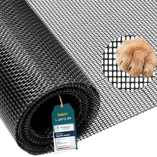 teeppo Fliegengitter Meterware 120 x 250cm, Fiberglas Fliegengitter Gewebe - Grau, Insektenschutzgitter, Fliegennetz Meterware für Türen und Fenster, Zubehör für Fliegengittertüren Katzensicher von teeppo