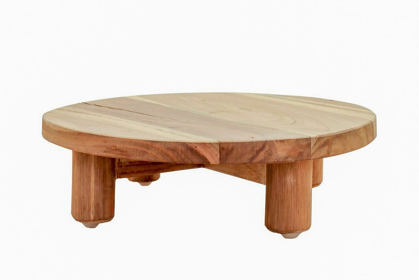 tegawo Blumenhocker FSC- Teak Holz Deko Podest, rund mit 4 Beinen, glatte Oberfläche von tegawo
