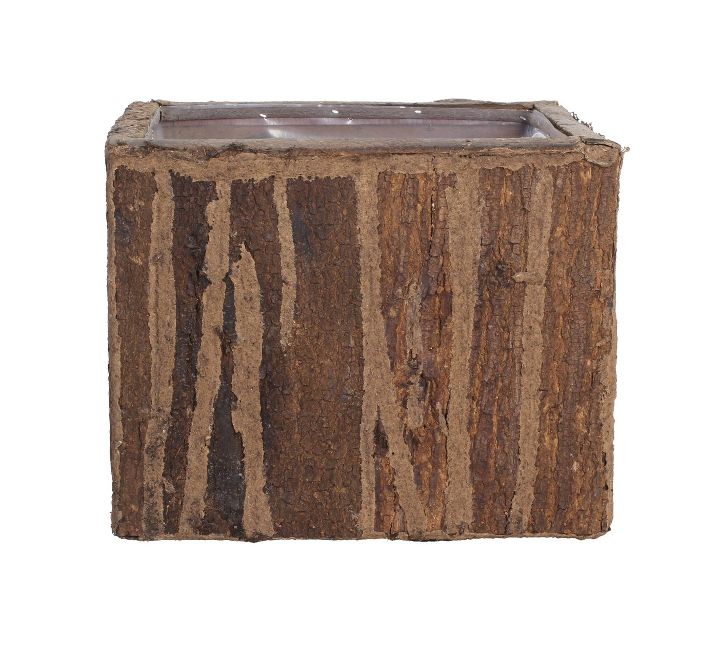tegawo Blumentopf Wood Skin, aus Holz, mit Baum-Rinde, quadratisch, foliert 25 x 25 x 25cm braun von tegawo