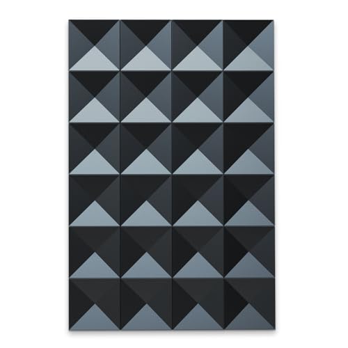 teileplus24 DAL07 3D Wandbild Metall | 3D Wanddeko Wohnzimmer Dekoration | 90 x 75 cm | 3D Wandpaneele, Farbe:Schwarz 24er Set von teileplus24