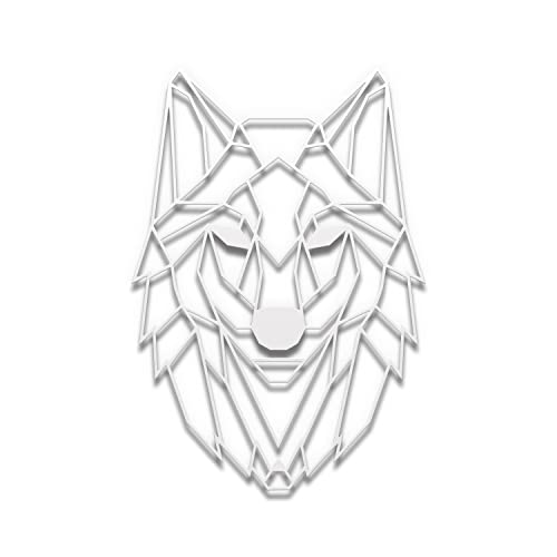 teileplus24 DS05 Wanddeko Metall | Wandbild | Metallbild | Geometrische Wandkunst | 40 x 58 cm, Farbe:Wolf 3D Weiß von teileplus24