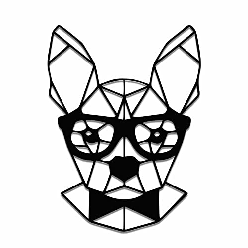 teileplus24 DS06 Wanddeko Metall | Wandbild | Metallbild | Geometrische Wandkunst | 40 x 54 cm, Farbe:Nerdy Dog Schwarz von teileplus24