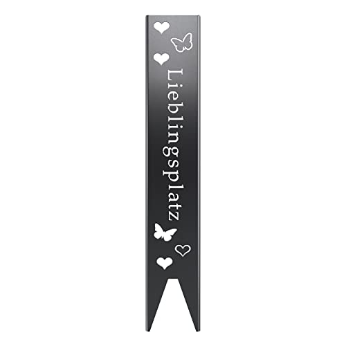 teileplus24 GS04 Lieblingsplatz Gartenstecker Gartenschild | Schwarz Garten Deko | 3D Abkantung | 120cm x 21cm von teileplus24
