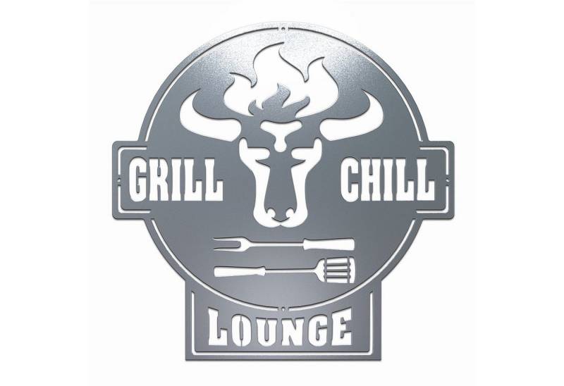 teileplus24 Wanddekoobjekt CG01 Gartenschild Grill Schild Metallschild BBQ Grill & Chill Lounge von teileplus24