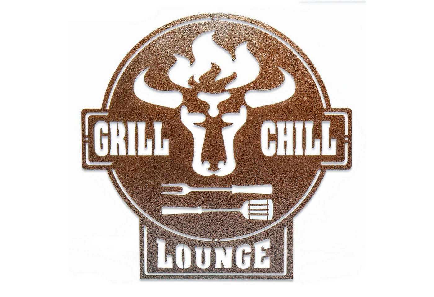 teileplus24 Wanddekoobjekt CG01 Gartenschild Grill Schild Metallschild BBQ Grill & Chill Lounge von teileplus24