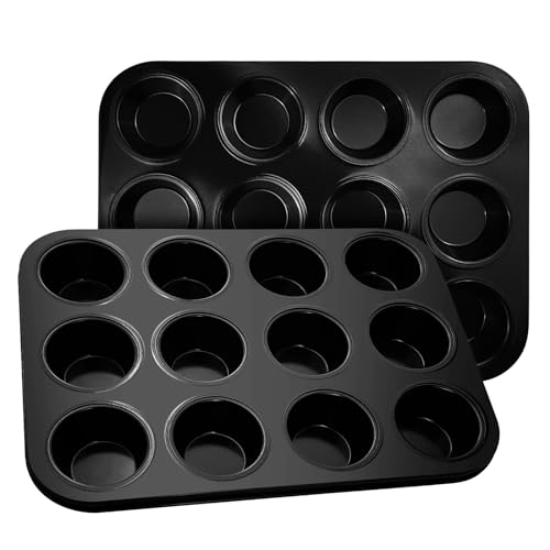 tekenewbse Muffin Backform, 2er-Pack Muffinform Blech für 12 Muffins, Antihaftbeschichtet Muffinförmchen, Muffinblech 12er, Karbonstahl Muffinformen, Muffin Form Muffinbackformen Backblech tekenewbse Muffin Backform, 2er-Pack Muffinform Blech für 12 Muffins, Antihaftbeschichtet Muffinförmchen, Muffinblech 12er, Karbonstahl Muffinformen, Muffin Form Muffinbackformen Backblech von tekenewbse