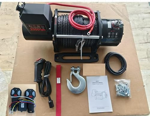 Robuste elektrische Seilwinde, 9 kg, 2,5 m langes synthetisches Seil, wasserdicht IP68, 12 V Gleichstrom, 7,9 PS Motor, 4-stufiges Planetengetriebe 544:1, Autobremse und 90°-Kupplung, 2 kabellose Robuste elektrische Seilwinde, 9 kg, 2,5 m langes synthetisches Seil, wasserdicht IP68, 12 V Gleichstrom, 7,9 PS Motor, 4-stufiges Planetengetriebe 544:1, Autobremse und 90°-Kupplung, 2 kabellose von tekstap