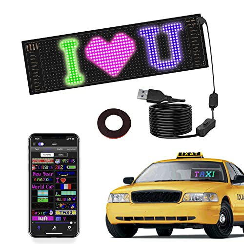 tekstap Programmierbares LED-Schild, Bluetooth App-Steuerung LED-Autoschild (17 x 7CM) von tekstap