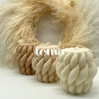 Braid - Weiße Kerze Soywax Bubble Dekoration Deko Vegan Candle Handgemacht Handmade Geschenk Rapswach von temahandmade