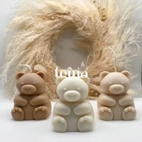Teddy - Weiße Kerze Soywax Bubble Dekoration Deko Vegan Candle Handgemacht Handmade Geschenk Rapswach von temahandmade