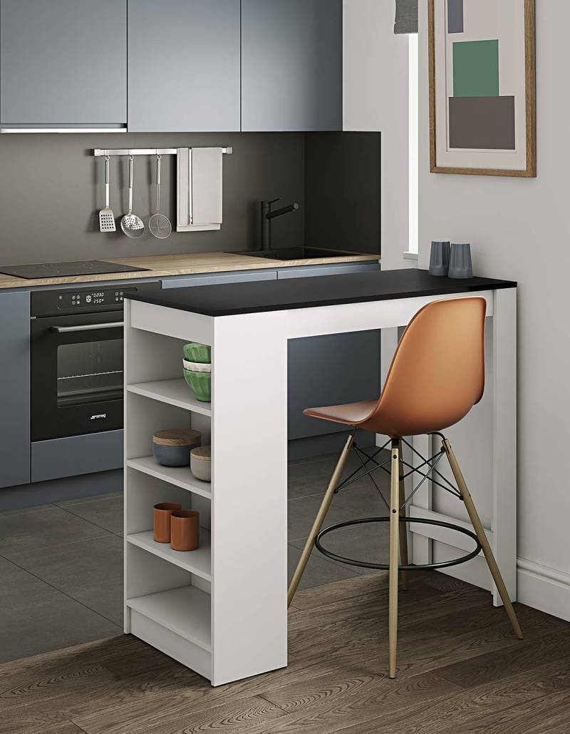 home24 Bartisch Aravis 115 x 103 x 50cm Weiß/Weiß/Schwarz home24 Bartisch Aravis 115 x 103 x 50cm Weiß/Weiß/Schwarz von home24