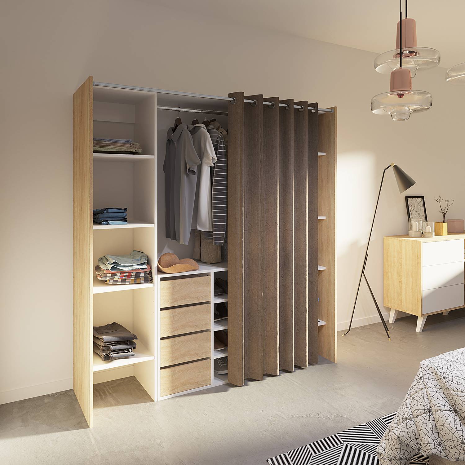 Garderobenschrank Tom mit Kommode von temahome