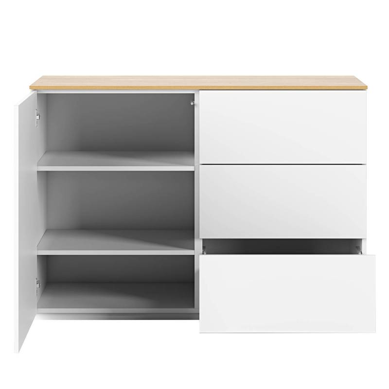 home24 Kommode Join 120 x 84 x 50cm Weiß/Eiche/Weiß von home24